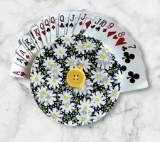 Playing Card Holder Daisy Fabric For All Ages New Recycled CD’s