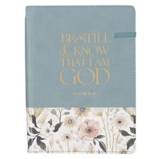 Inspirational Elastic Closure Journal w/Pen Holder, Be Still Wide Ruled