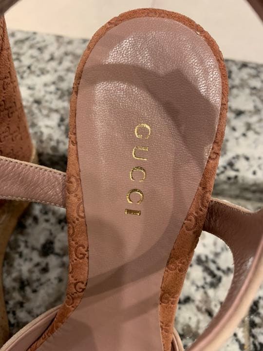 GUCCI Mules Sandals Heel GG Suede Pink EU36/US6 116128c thumbnail 8
