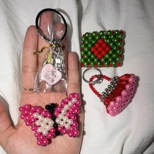 Whimsical Handmade Beaded Multicolor Charm/Key Chain