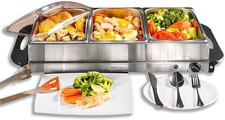 300W Buffet Warmer Food Server Hot Plate 3 Tray 2.5L Adjustable Temprature