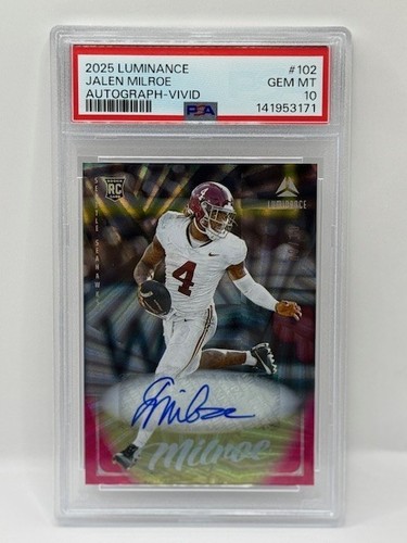 Jalen Milroe [Vivid Autograph] #102 2025 Panini Luminance card