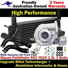 Turbor&Intercooler+Hoses&Oil Feed Pipe For Nissan Pathfinder R51 YD25 2.5L