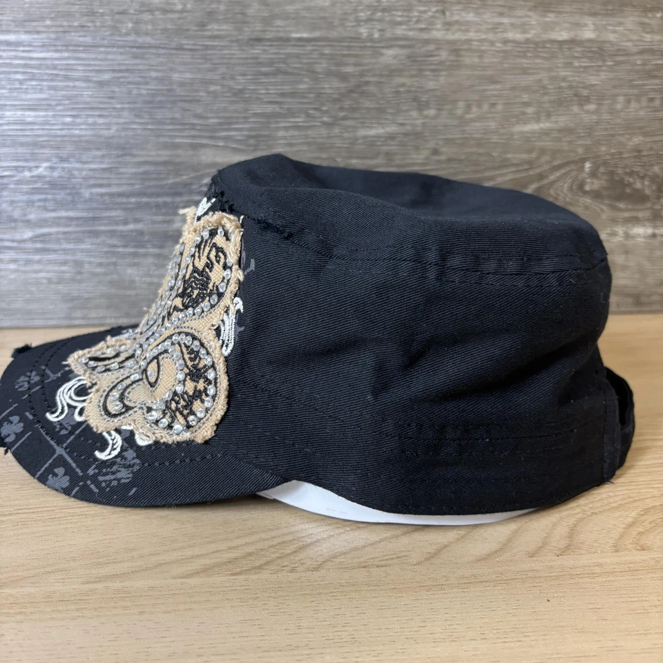 Gorra Leader Gorra Correa Trasera Negro Gris Bordado Estrás Militar Cadete Para Hombres Foto 4 de 4