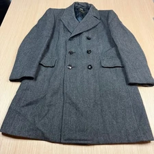 Vintage 60s Hart Schaffner Marx Overcoat Tweed Double Breasted Top Coat size 44