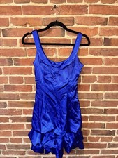 Morgan & Co. Cobalt Blue Satin Ruffled Mini Dress Jrs S