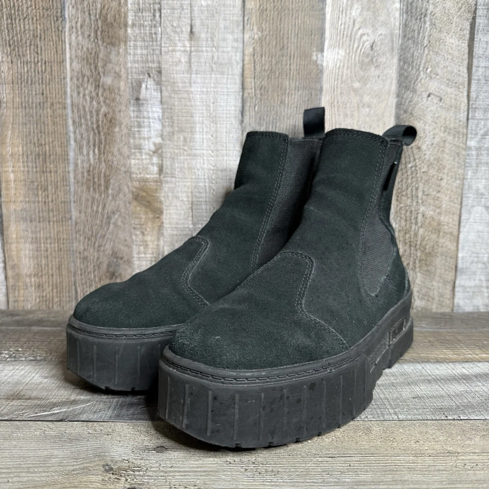 Mujer Puma Mayze Negro Gamuza Plataforma Chelsea Botines Talla 9.5 M Foto 2 de 4