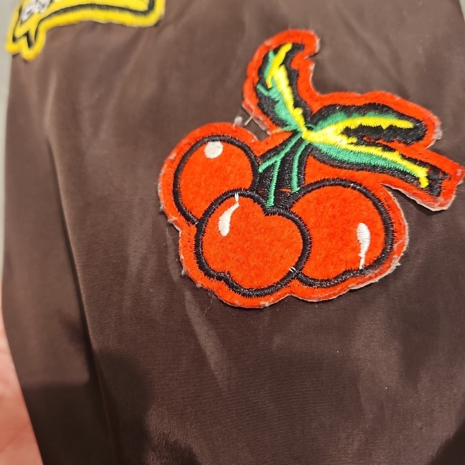 365.5 Brown Bomber Jacket Small Patchwork Patches… - image 8