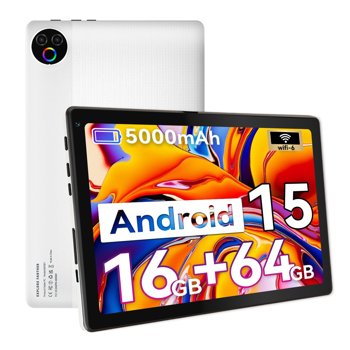 Tablet 10.1 inch 16GB ROM 64GB RAM WIFI 6 Android 15 Bluetooth