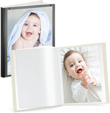 Small Photo Binder 5X7 Black , 2-Pack Plastic Photo Book, 24 Pockets Show 48 Pi