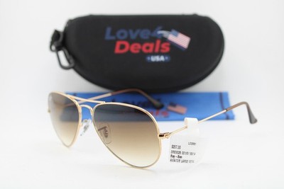 NEW RAY-BAN RB 3025 001/51 GOLD BROWN AUTHENTIC SUNGLASSES 55-14