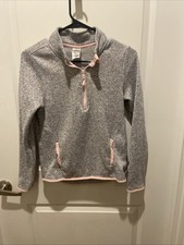 Athletic Works Girl's 1/4 Zip Pink Long Sleeve Pullover Size XL 14-16 Gray pink