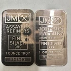 Johnson Matthey 1oz .999 Fine Silver Bar Lot of 2! Vintage Rare Discontinued JM