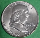 1958 D Franklin Half Dollar UNC 90% Silver Nice BELL-LINES **Free Shipping**