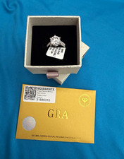 3.00ctw Round Brilliant Moissanite Engagement Ring 925 Silver Adjustable GRA