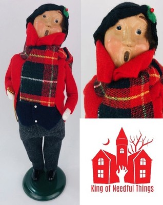Byers Choice Christmas Caroler Man Pocket Watch Plaid Scarf SIGNED NUMBERED 1994