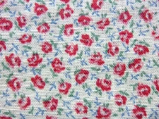 Vtg Feedsack Fabric Full Open 2 Tone TINY Pink Roses on Off White 37x45"