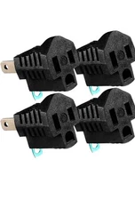 2-Prong to 3-Prong Outlet Adapter Polarized Grounding Converter 4 Pack Black