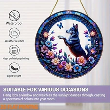 Mystical Glowing Dog in Flowers Lamp, 8x8"