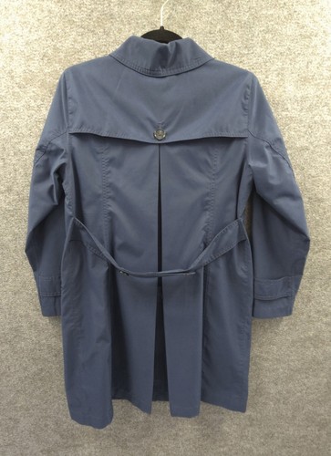 Land's End Trench Coat Womens XS Button Up Lined Water Resist Lightweight Blue - Picture 16 of 18