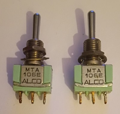Alco MTF 106E (Lot Of 2)-3 Position Toggle Switch 6A 125V 3A 250V 5/16'' Thread