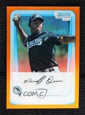 2011 Bowman Chrome Prospects Orange Refractor 17/25 Marcell Ozuna #BCP36 j6a