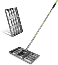 Heavy-Duty Lawn Leveling Rake with 6FT Adjustable Handle and 17" Ground Plate