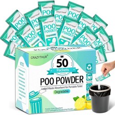 Eco-Friendly Portable Toilet Gel, 50 Lemon-Scented Packets for Camping