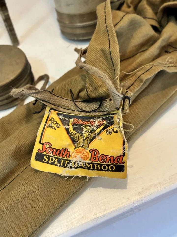 CAÑA DE PESCAR CON MOSCA BAMBÚ ACERO SouthBend vintage “aparejos de calidad” con estuche-FR3 Foto 3 de 4