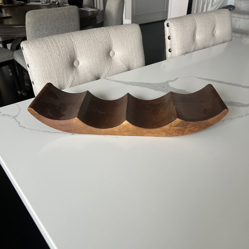 Home Curved Sheesham Wood Wine Rack Holder 4 Bottle Countertop Storage