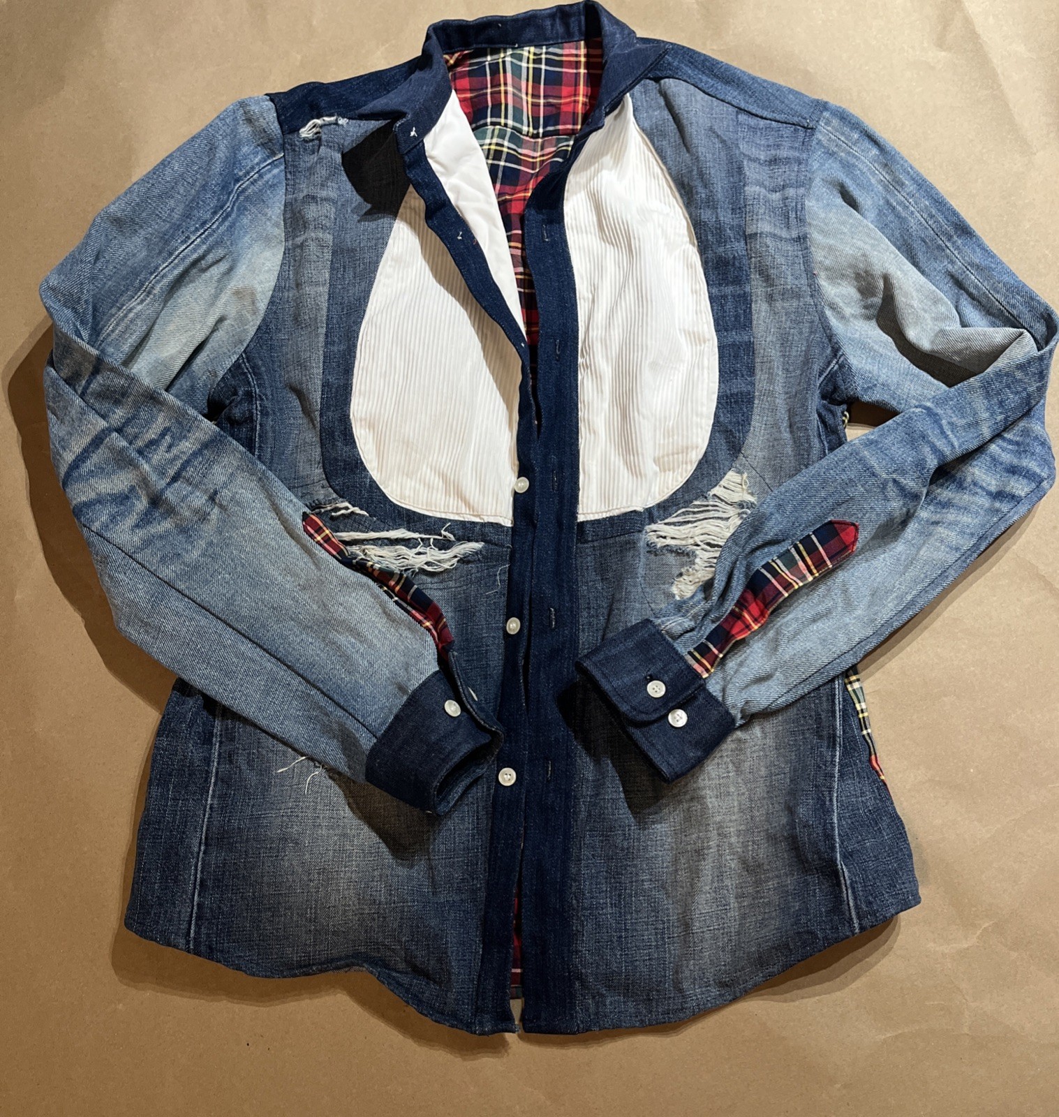 🔥🔥🔥Custom UpCycled Patchwork Plaid and Denim S… - image 1