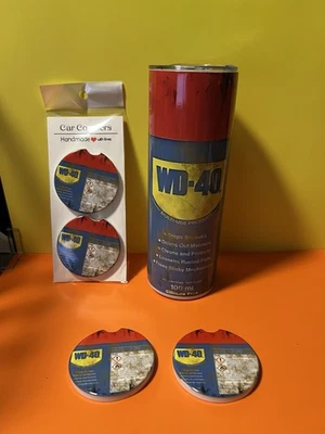 WD-40 Inspired Stainless Steel Tumbler 20 oz with Lid, Straw, 2 Car Coasters.