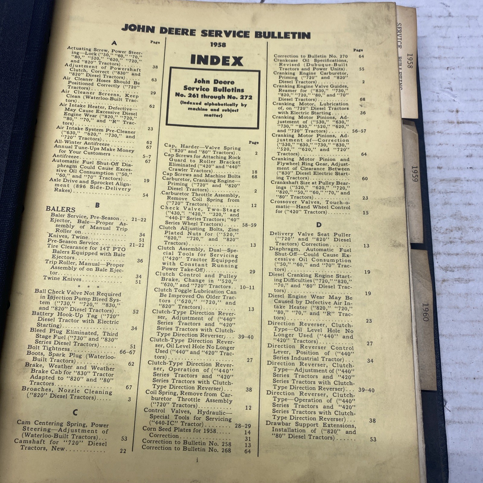 1958 59 60  John Deere General Sales Manual  Service Bulletins JM-12