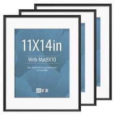 VCK 11x14 Picture Frame Black 3 Pack, High-End Aluminum Metal Poster Frame wi...