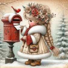 Winter Letter Box Bird Diamond Painting Kits for Adults, 5D Mailbox 