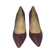 Women's Marc Fisher  Pointed Toe Snake Print Pumps- Heels Slip On- Red [Size 10]