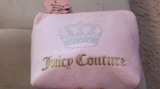 Juicy Couture Pink Velour Large Makeup Bag Rhinestone Crown Y2K New
