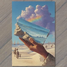 Art Print Cracked Rock Ocean Slice Rainbow Cloud Dreamscape Surreal Wave Fantasy