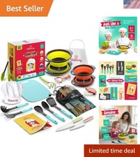 Junior Cooking Set for Kids - Real Utensils Kitchen Guide for Young Chefs