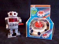 Besford Boxed Battery Op Space Ship Blinking Lights IMCO Wind-up Robot UFO TOYS