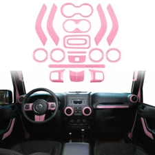 18pcs Pink Full Set Interior Decoration Trim Kit for Jeep Wrangler JK 2011-2017