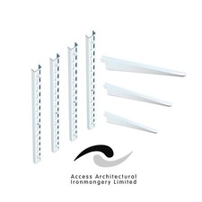 Twin Slot Shelving System Uprights Shelf Brackets WHITE Strong Adjustable 