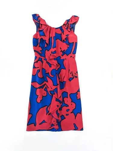 Abito donna 8 MOSCHINO ECONOMICO E CHIC rosso e blu senza maniche al ginocchio