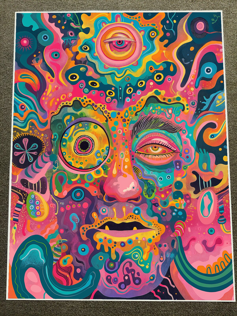 Psychedelic Eye Face - Abstract Colorful Art Surreal Elements