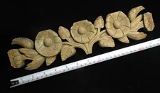 Vintage Hand Carved Wood Floral FLOWERS ARCHITECTURAL SALVAGE PEDIMENT Victorian