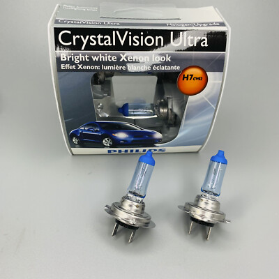 PHILIPS H7 12V 55W CrystalVision Ultra Upgraded Bright White Headlight Bulb 2PCS