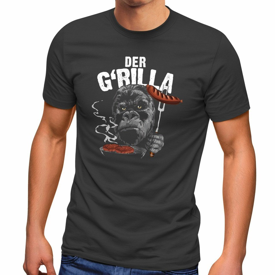Herren T-Shirt Bedruckt Der G'rilla Gorilla Grill Motiv Grillen Fun ...