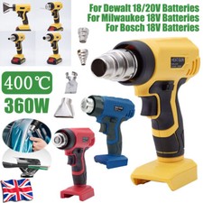 Image of Hot Air Gun Cordless For Dewalt/Milwaukee/Bosch 18V Electric Heat Gun w/4 Nozzle