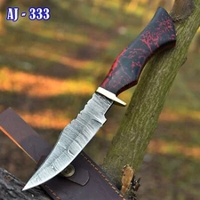 Damascus Steel Hunting Bowie Knife Fix Blade - Tactical Outdoor Survival