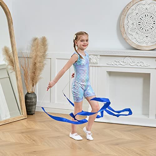 Girls Mermaid Gymnastics Leotards Kids Sleeveless Quick Dry Fish Scale Printe... - Picture 9 of 9